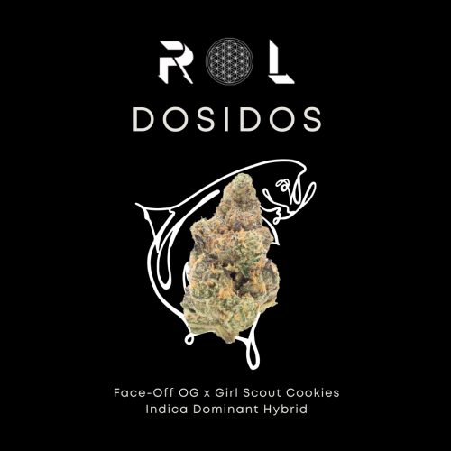 dosidos promotional photo menu product photo for hybrid organically grown cannabis by rhythm of life